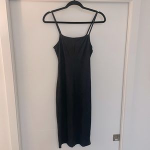 Navy blue velvet midi dress medium